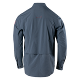 Back of Faded storm MLF Feather light Stretch Fishing shirt